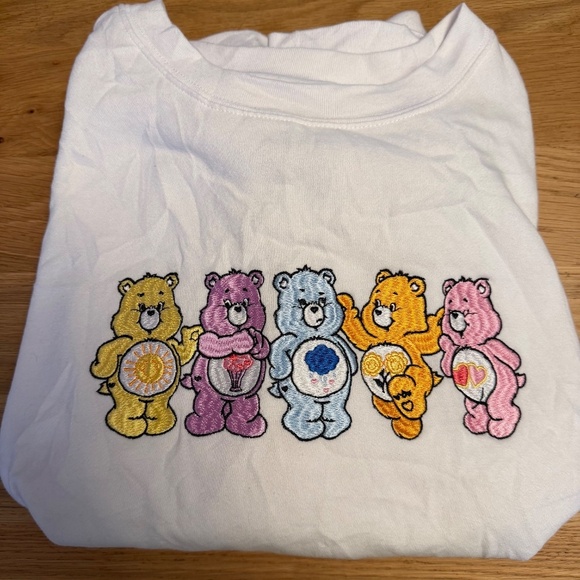 Care Bears Embroidered Sweatshirt White | XL (16–18) with Grumpy Bear on Back - Picture 3 of 5